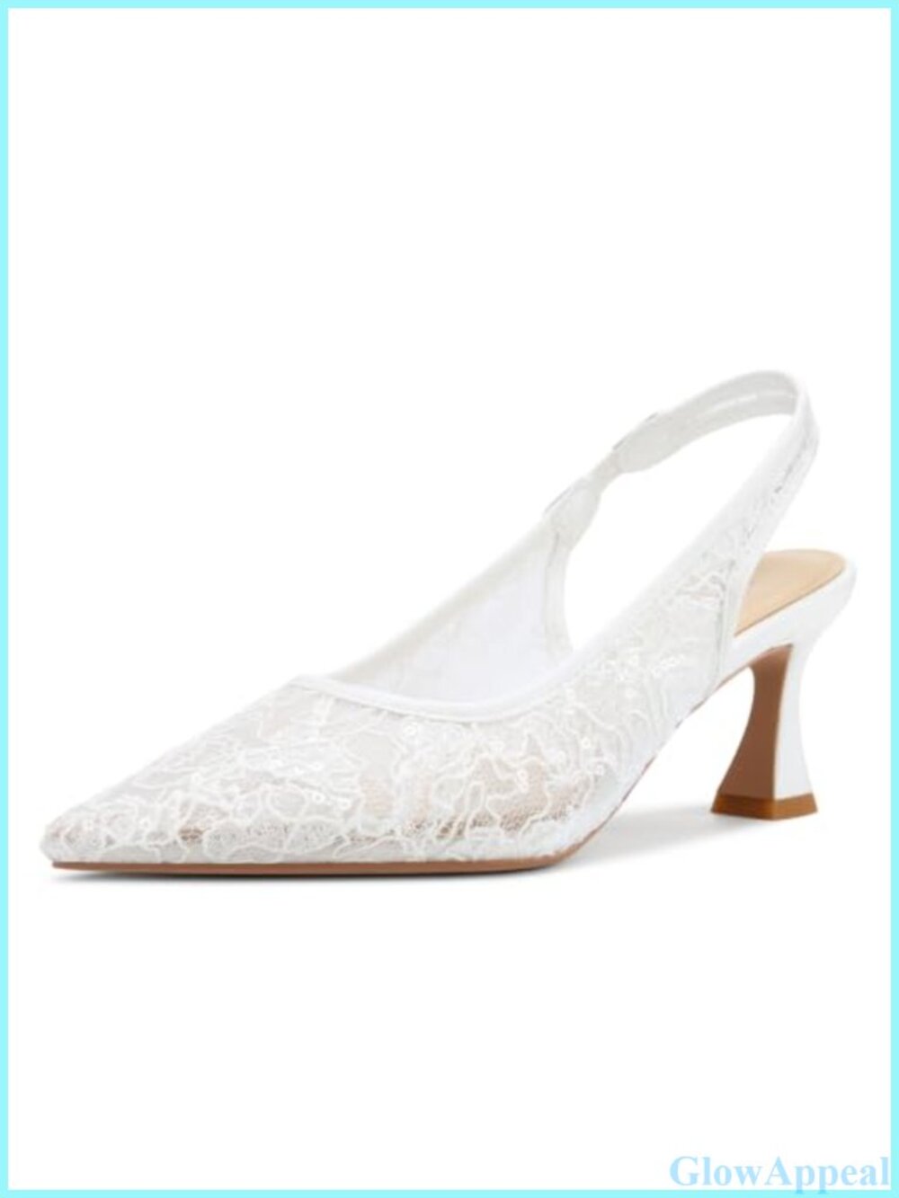 Lace Mesh Slingback Kitten Heel Pointed Toe Wedding Pumps Bridal Shoes